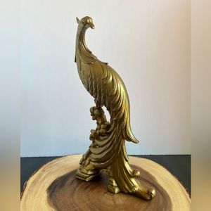Vintage Syroco Gold Gilt Pheasant Peacock Bird Figurine Statue Hollywood Regency